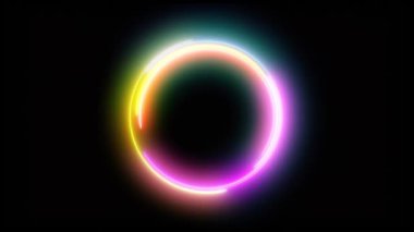 Soyut neon arkaplan. Parlak girdap. Parlak spiral kapak. Siyah zarif. Halo buralarda. Güç izole. Parçacık kıvılcımları. Uzay tüneli. LED renk elipsi. Parıltı parıltısı. Parıltı döngü hareketi.