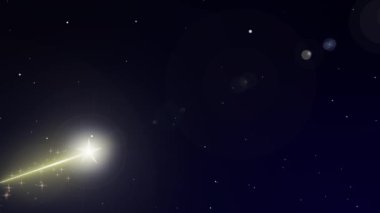 Parlayan yıldızlı ve Beytüllahim 'in daha parlak yıldızlı Noel Sahnesi. Mavi gökyüzünün altında doğum animasyonu hikayesi. Yüksek kalite 4k görüntü