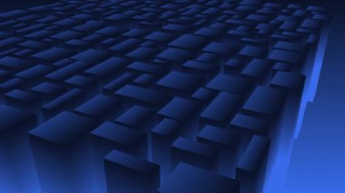 Soyut 3d küpleri, gökdelenlerin soyut arka planına sahip minimum akıllı şehir. Yüksek kalite 4k görüntü