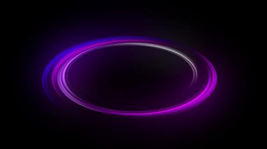 Siyah arka planda bir neon çember karanlıkta parlıyor. Modern kaplama. Yüksek kalite 4k görüntü