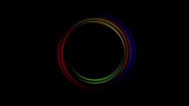 Arka plan çok renkli çember. Spektrum döngülü parlak neon çizgiler. Yüksek kalite 4k görüntü
