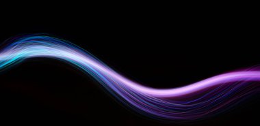 Abstract modern technology banner design. Digital neon lines on black background. High quality photo