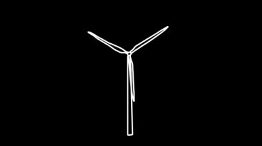 El yapımı Doodle Windmill Animasyon Sürdürülebilir Enerji ve Yenilenebilir Güç Animasyonu skeci. Yüksek kalite 4k görüntü