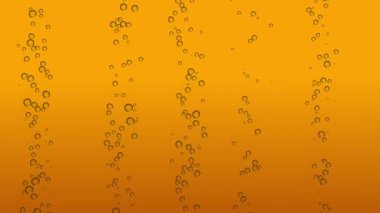 Bira kabarcıkları altın sıvıda yükseliyor, makro yakın çekim animasyonu.