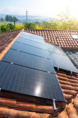 Güneşin yenilenebilir enerjisini etkin bir şekilde kullanan çarpıcı çatı manzaralı güneş panelleri