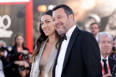 Francesca Verdini ve Matteo Salvini 30 Ağustos 2023 'te Venedik Uluslararası Film Festivali' nin açılışına katıldılar.