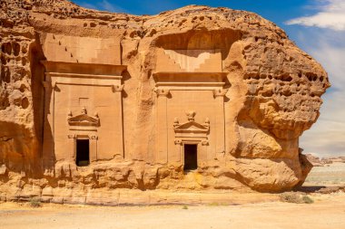 Jabal al ahmar tombs carved in stone, Al Ula, Saudi Arabia clipart