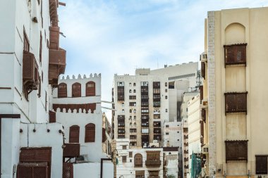 Al-Balad old town with traditional muslim houses with wooden windows and balconies, Jeddah, Saudi Arabia8 clipart