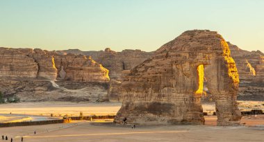 Sandstone elephant rock erosion monolith standing in the desert, Al Ula, Saudi Arabia clipart
