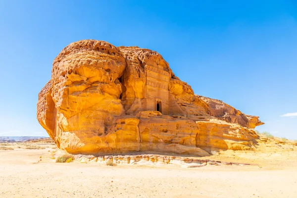 Tumbas Antigua Civilización Nabatea Jabal Ahmar Talladas Piedra Hegra Madinah — Foto de Stock