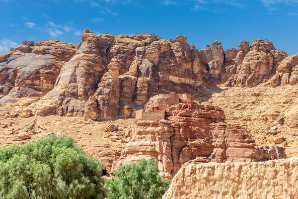 Ula Medine Nin Suudi Arabistan Eyaletindeki Tepedeki Eski Kale Duvarları — Stok fotoğraf