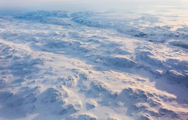 Capa Hielo Groenlandia Con Montañas Congeladas Vista Aérea Fiordos Cerca — Foto de Stock