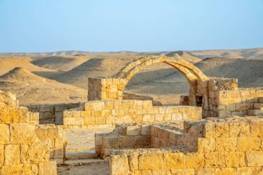 Nabataean şehri yakınlarındaki antik Roma villası kalıntıları Avdat, Negev Çölü, İsrail