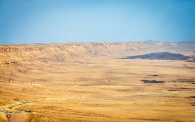 Makhtesh Ramon, erozyon krateri manzara panoraması, Negev çölü, İsrail