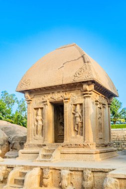 Pancha Beş Rathas antik kompleksi, Mahabalipuram, Tondaimandalam bölgesi, Tamil Nadu, Güney Hindistan