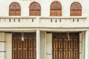 Al-Balad old town traditional muslim house with wooden doors and windows, Jeddah, Saudi Arabia clipart