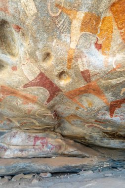 Antik kabile rock sanat eserleri ilkel insan ve hayvan figürleri, Laas Geel, Maroodi Jeex, Hargeisa, Somaliland