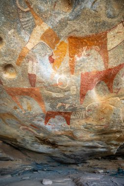 Ancient tribal rock artwork primitive carvings of cow figure, Laas Geel, Maroodi Jeex, Hargeisa, Somaliland clipart