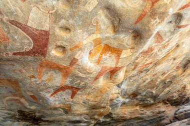 Eski kabile kaya sanat eserleri sığır ve avcıların ilkel oymaları, Laas Geel, Maroodi Jeex, Hargeisa, Somaliland