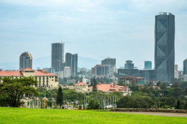 Addis Ababa, Etiyopya şehir merkezindeki modern gökdelenlerle merkez iş bölgesinin hızlı gelişimi