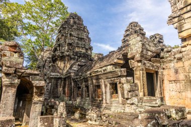 Antik Hindu Banteay Kdei khmer ormanda kaybolan tapınağı, Angkor Arkeoloji Parkı, Siem Reap, Kamboçya