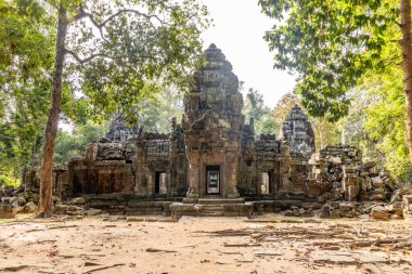 Ancient hindu Ta Som khmer  ruined forgotten temple hidden in jungles, Angkor Archaeological Park, Siem Reap, Cambodia clipart