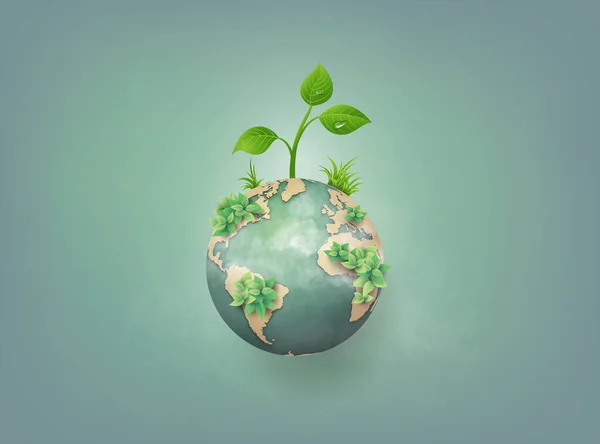 Wereld Milieu Aarde Dag Concept Papier Gesneden — Stockvector