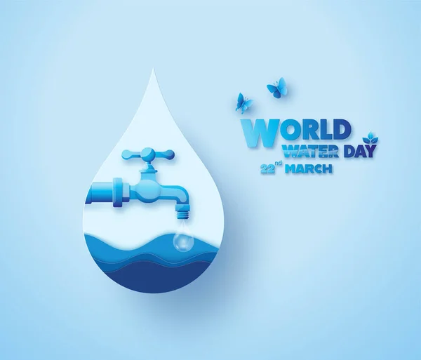 Concepto Ecología Día Mundial Del Agua Ahorrar Agua Estilo Arte — Archivo Imágenes Vectoriales