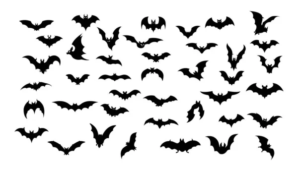Коллекция Силуэтов Летучих Мышей Хэллоуин — стоковый вектор
