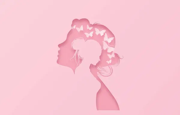 Международный Женский День Марта Симпатичной Женщиной Раме Двойного Поперечного Сечения Стоковая Иллюстрация