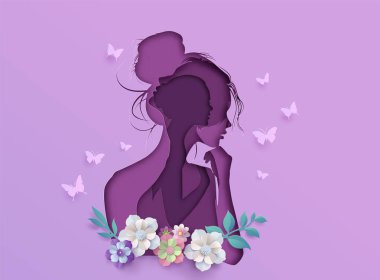 Uluslararası Kadınlar Günü 8. Yürüyüşü kadın ve tereyağı sineğiyle, kağıt kesim stili.