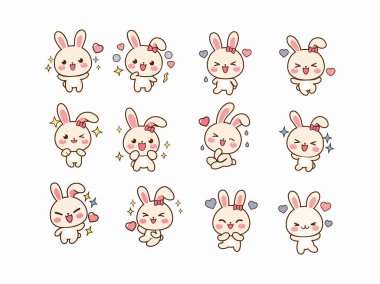 Bir çift şirin çizgi film tavşanı. .