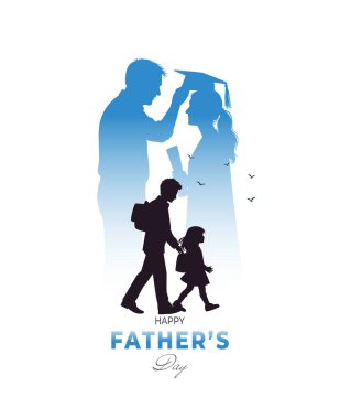 Babalar Günü 'nü kutlayan bir siluet sanatı. Kızına hayat evrelerinde rehberlik eden bir babayı gösteriyor..