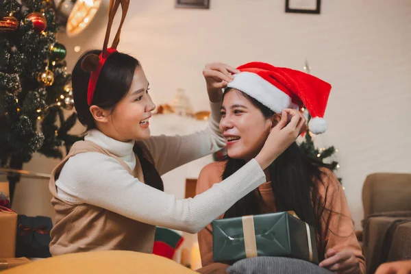 Couple Young Lgbtq Adult Millennial Asian Women Singing Wearing Red Stock Photo