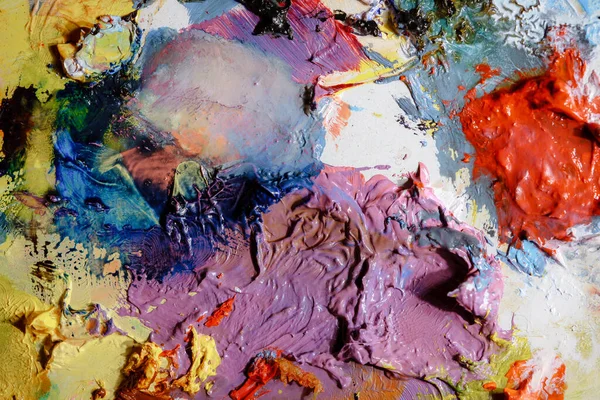 Textura Abstracta Colorida Manchas Pintura Óleo Una Paleta Arte Concepto — Foto de Stock
