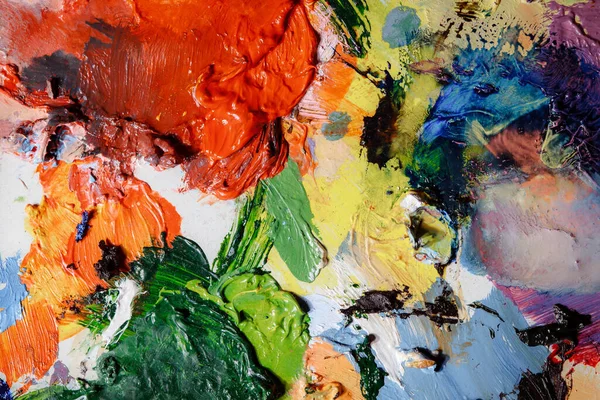 Textura Abstracta Colorida Manchas Pintura Óleo Una Paleta Arte Concepto — Foto de Stock