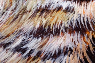 Painted linen texture. Strokes of oil paint on a textured canvas. The concept of the modern school of art. Fragment of creative work.