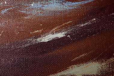 Painted linen texture. Strokes of oil paint on a textured canvas. The concept of the modern school of art. Fragment of creative work.