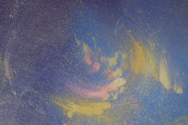 Painted linen texture. Strokes of oil paint on a textured canvas. The concept of the modern school of art. Fragment of creative work.