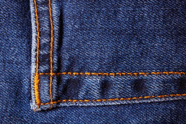 Worn Denim Trousers Machine Stitch Close Denim Texture Blue Concept — Stock Photo, Image