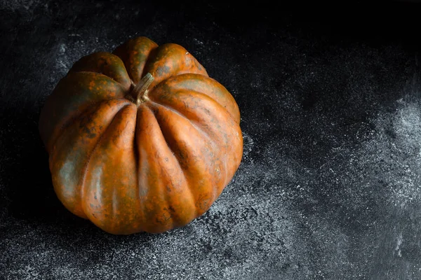 Koyu arkaplanda taze balkabağı. Dokulu turuncu balkabağı. Sonbahar hasadı. Balkabağı turtası için içerik.