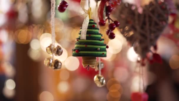 Ručně Vyrobený Vánoční Ozdoba Stromku — Stock video