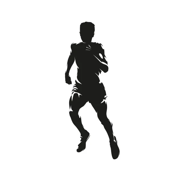 Course Running Man Vue Face Silhouette Vectorielle Isolée Abstraite Vue — Image vectorielle