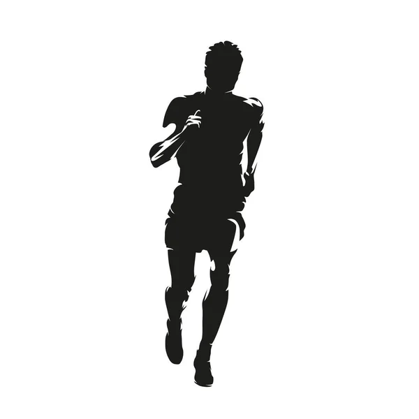 Hombre Corriendo Silueta Vectorial Aislada Vista Frontal Ejecutar Logo — Vector de stock