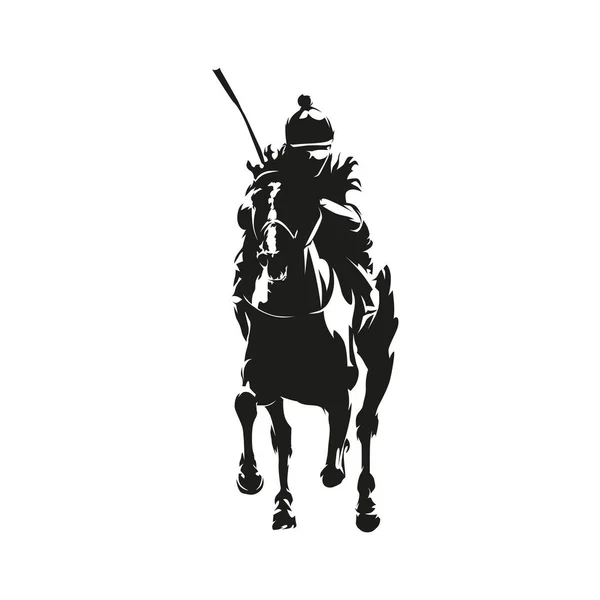 Corrida Cavalos Evento Equestre Cavalo Jóquei Silhueta Vetorial Isolada Logotipo — Vetor de Stock