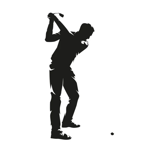 Golf Oyuncusu Logosu Izole Vektör Silueti Golf Vuruşu — Stok Vektör