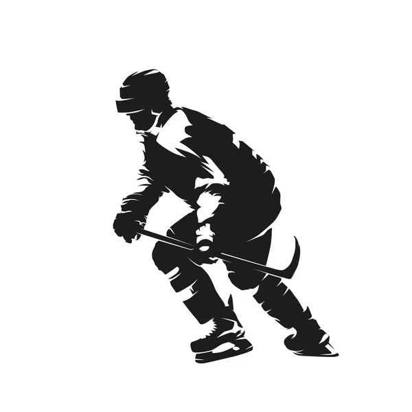 Jugador Hockey Sobre Hielo Silueta Vectorial Aislada Abstracta Dibujo Tinta — Archivo Imágenes Vectoriales