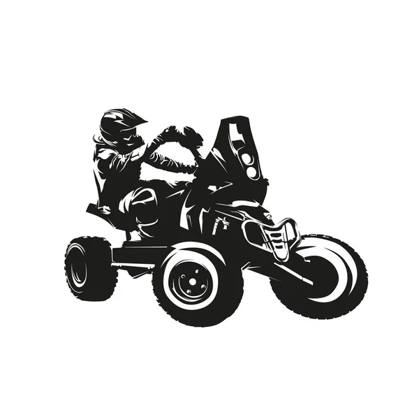 Quadbike Izolowane Wektor Sylwetka Atv Wyścigów Rajd Logo Quad Widok — Wektor stockowy