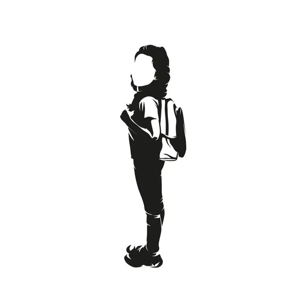 Μαθήτρια Στέκεται Σχολική Τσάντα Στην Πλάτη Της Γυναίκα Μαθήτρια Πίσω — Διανυσματικό Αρχείο
