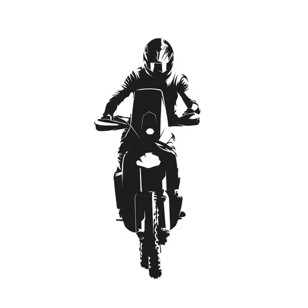 Rally Motocicleta Silueta Vector Aislado Abstracto Moto Motocross Vista Frontal — Archivo Imágenes Vectoriales